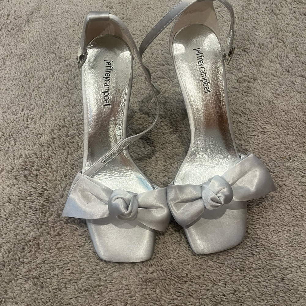 Jeffrey Campbell Metallic Silver Heels with Bow